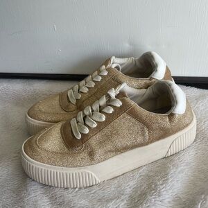 Mix No 6 rose gold glitter platform sneakers